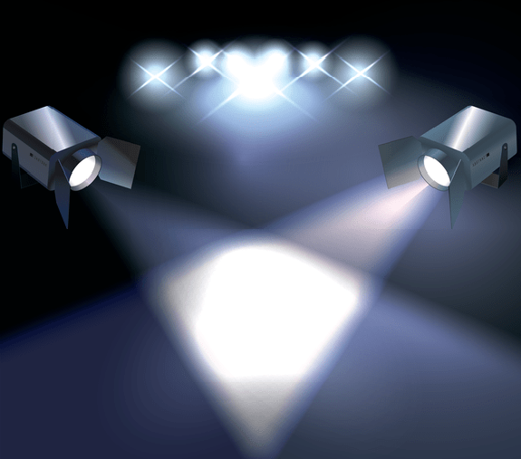 Projeção de Luzes Duas luminárias projetando luz para um centro